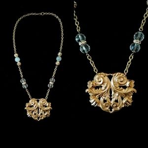 Vintage Art Nouveau Floral Crystal Necklace